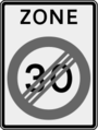 Ende einer Zone mit zulässiger Höchstgeschwindigkeit